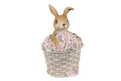 Konijntje in mand met bloemen