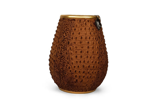 Vaas met krokodillenpatroon bruin