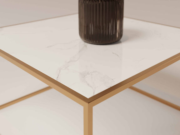 Lucid salontafel 73x73x40 cm wit/goud