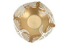 Metalen theelichthouder op voet Leaf Lina crème/goud