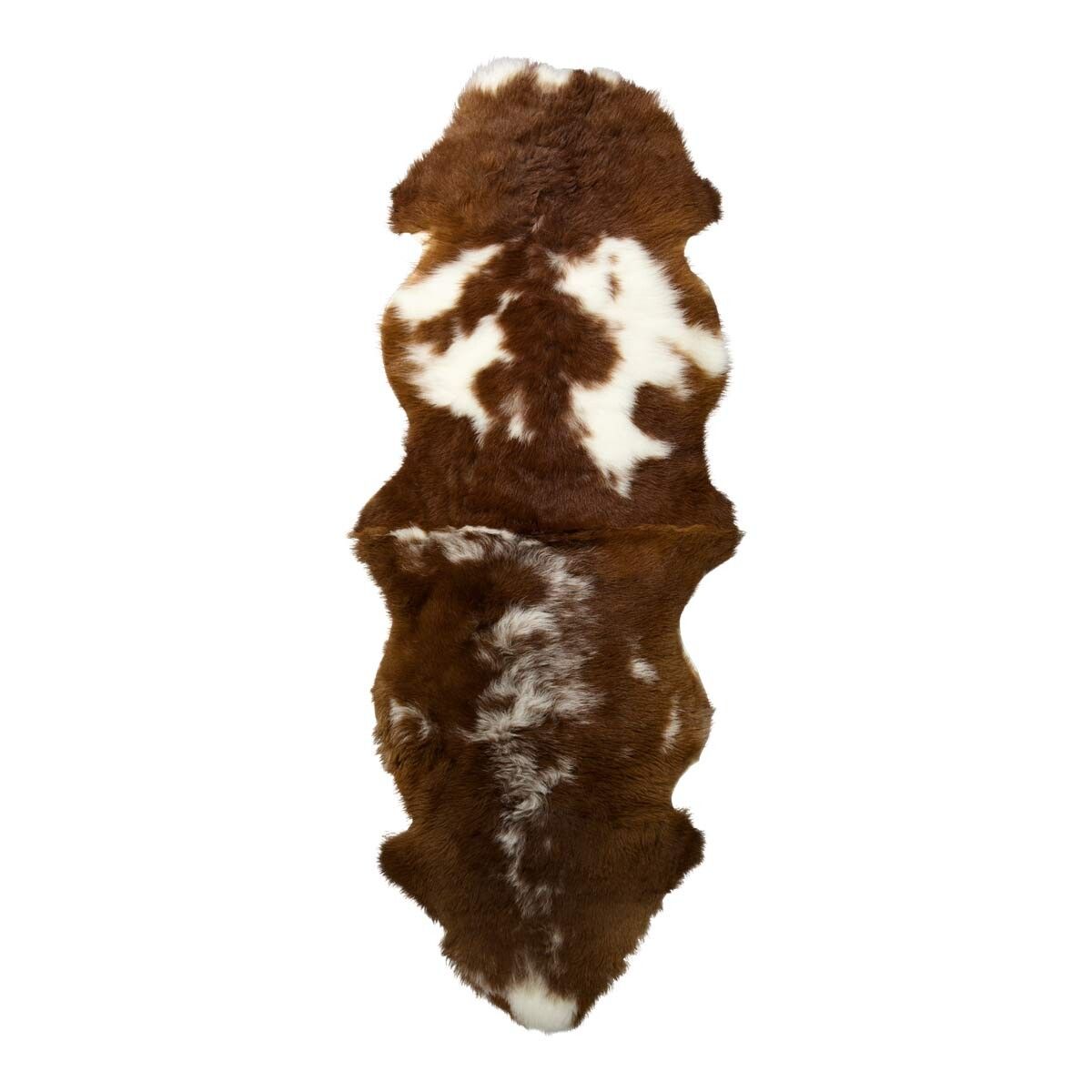 Dubbele Toscana schapenvacht 50x150 cm donkerbruin/wit