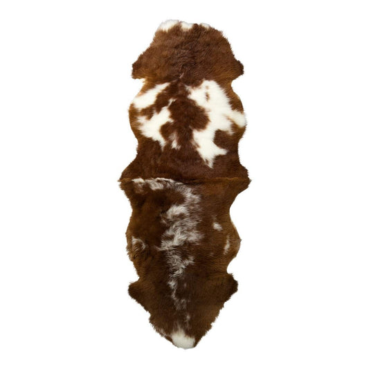 Dubbele Toscana schapenvacht 50x150 cm donkerbruin/wit
