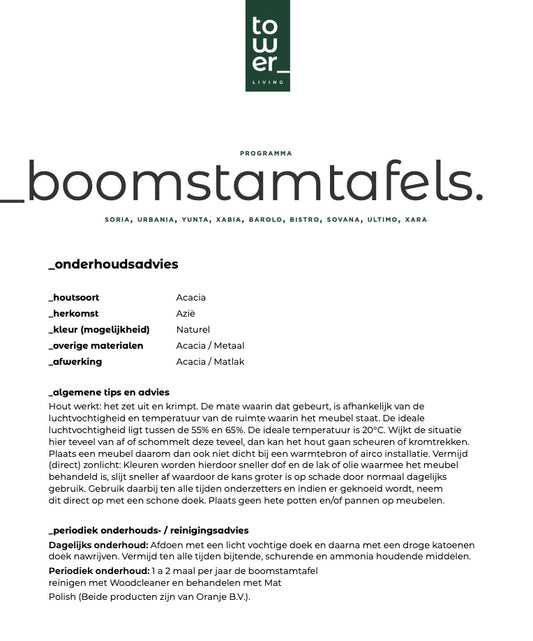 Salontafel Urbania - boomstamtafel