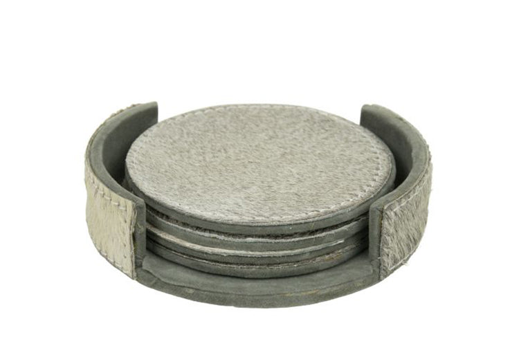 Onderzetters van koehuid grijs