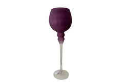 Paarse theelichthouder op voet 40 cm