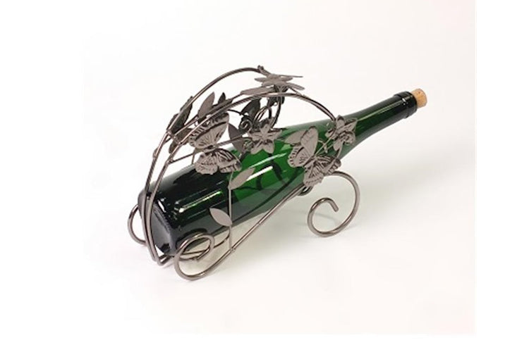 Metalen flessenhouder met vlinders