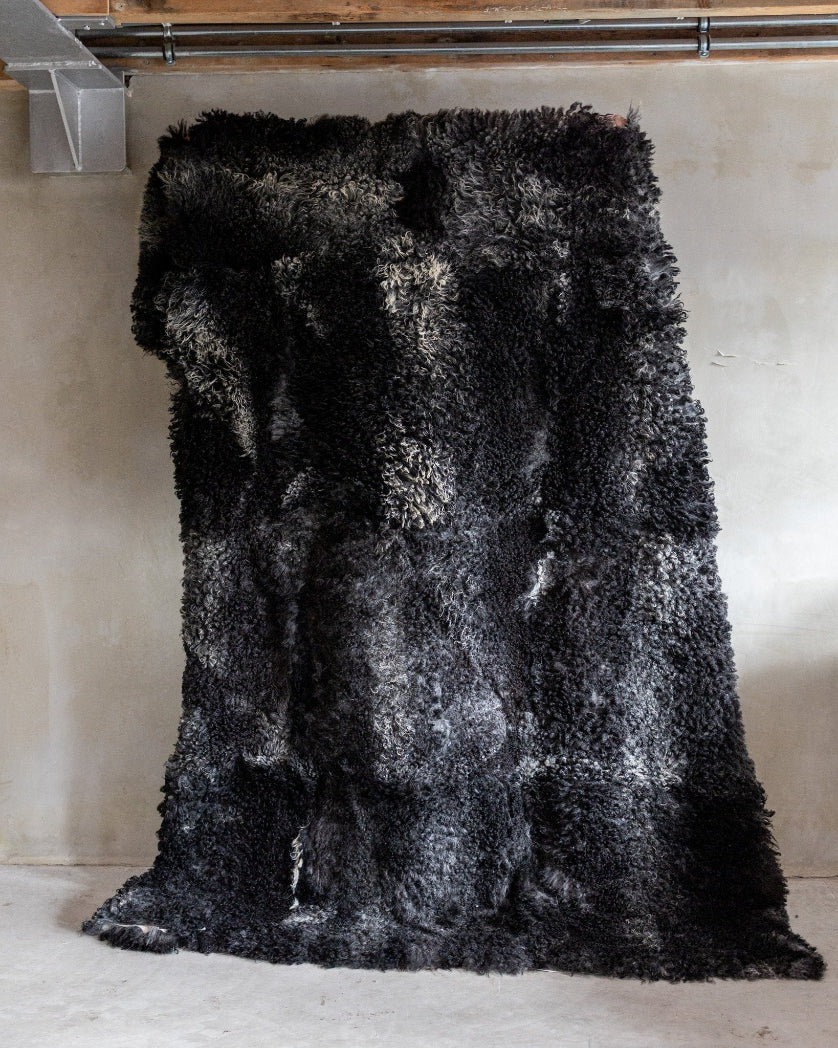 Tibetaans schapenvacht vloerkleed grijs 210x180cm