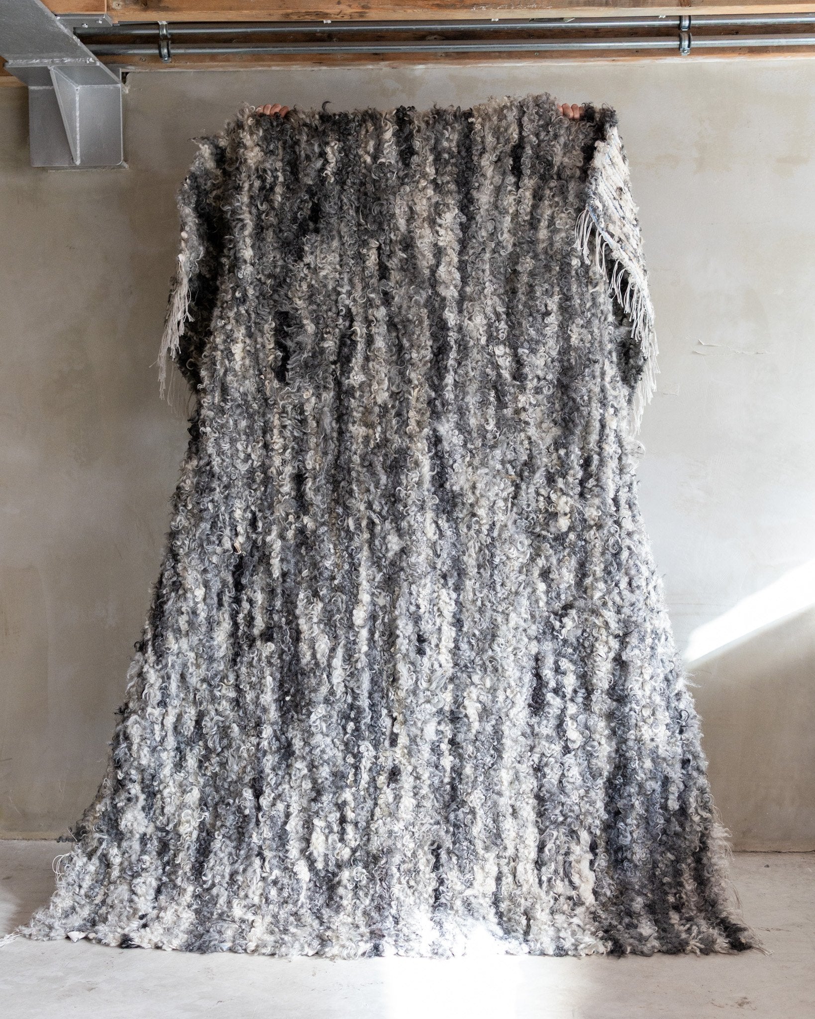 Grof geknoopt Schapenvacht Vloerkleed Grijs 200x160cm