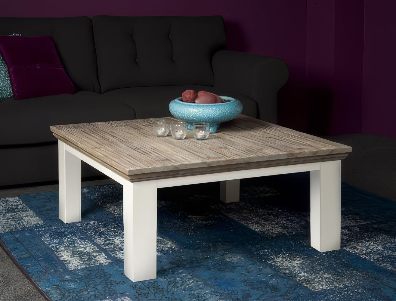 Vierkante salontafel Fleur met rechte poten