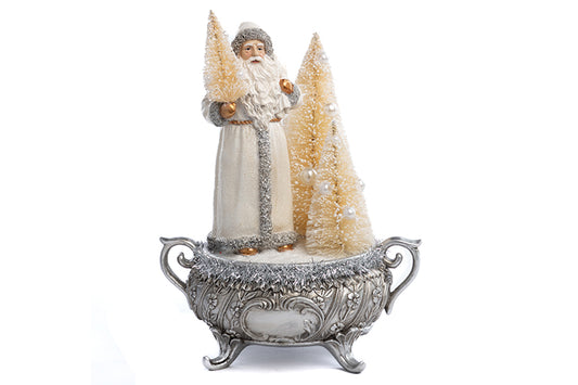 Santa met Xmas trees op ketel