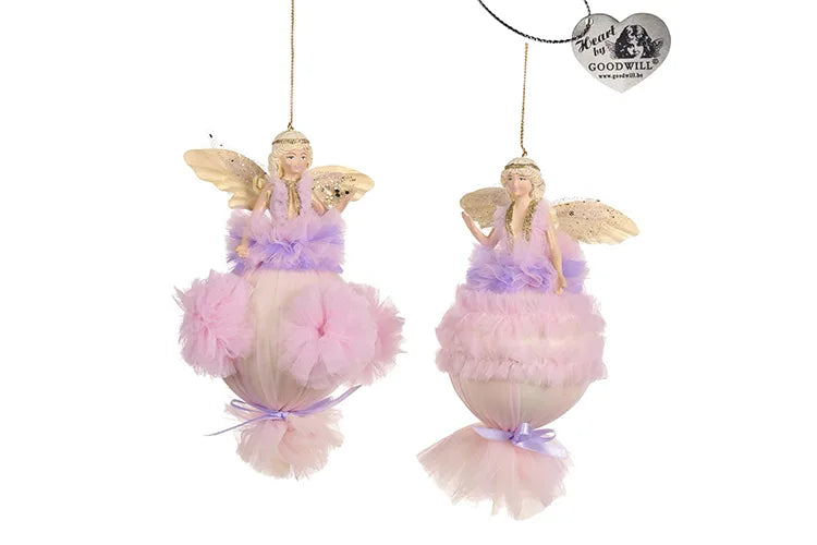 Sky Tulle Fairy on Ball (set a 2 stuks) 19 cm