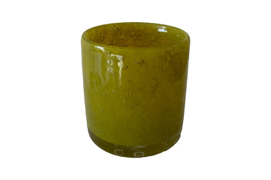 Glazen waxinelichthouder geel 10x10 cm