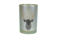Glazen windlicht met Hert 18 cm