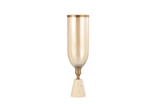 Windlicht Tadh met travertin voet 47 cm