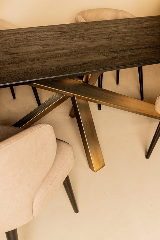 Rechthoekige Houten Eettafel Alore bruin/goud