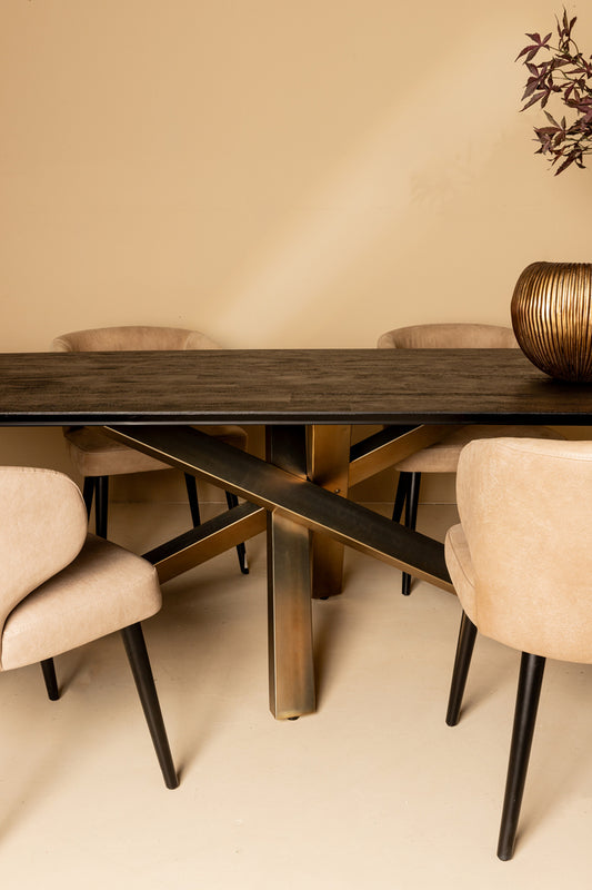 Rechthoekige Houten Eettafel Alore bruin/goud