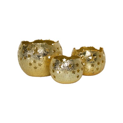 Goudkleurig windlicht met sterren