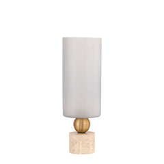 Glazen windlicht Levee met Travertin voet 45 cm