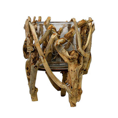 Drijfhout windlicht recht 24cm