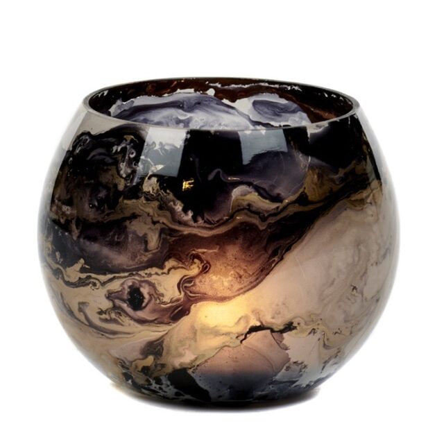 Glass marble ball/theelichthouder 11 cm