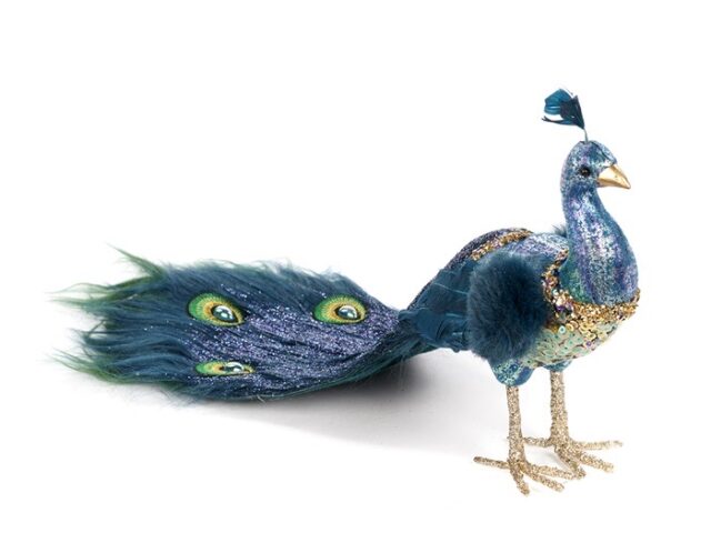 Furry Peacock blauw/groen 38 cm
