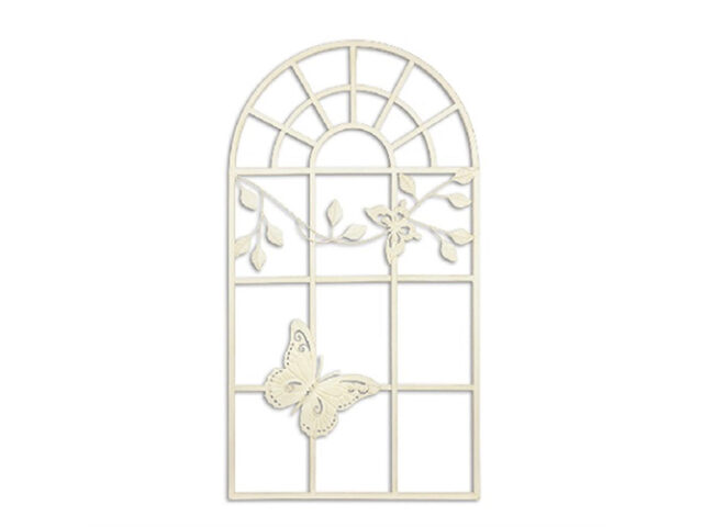 Metalen raam met vlinder muurdecoratie wit