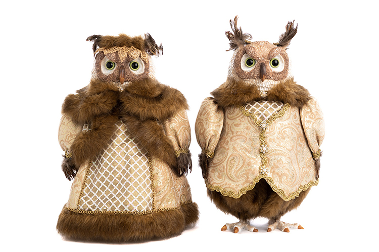 Broc. Winter Fairy Owl 35 cm (set van 2)