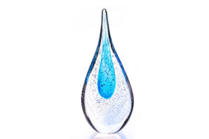 Glazen druppel blauw/transparant 30 cm