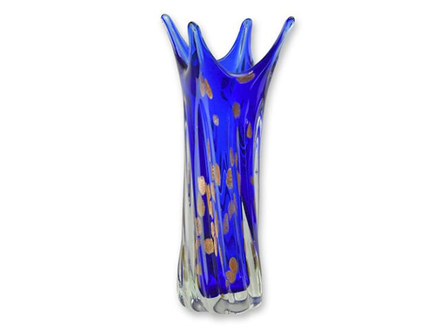 Vaas van Murano glas blauw/goud 29 cm