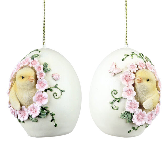 Chicken Peep in Floral Egg ornament