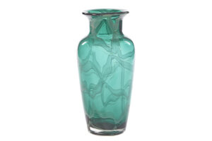 Glazen vaas met patroon groen 30 cm