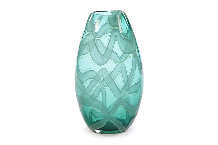 Glazen vaas met patroon groen 30,5 cm