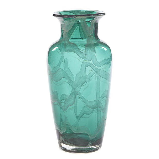 Glazen vaas met net patroon groen 30 cm