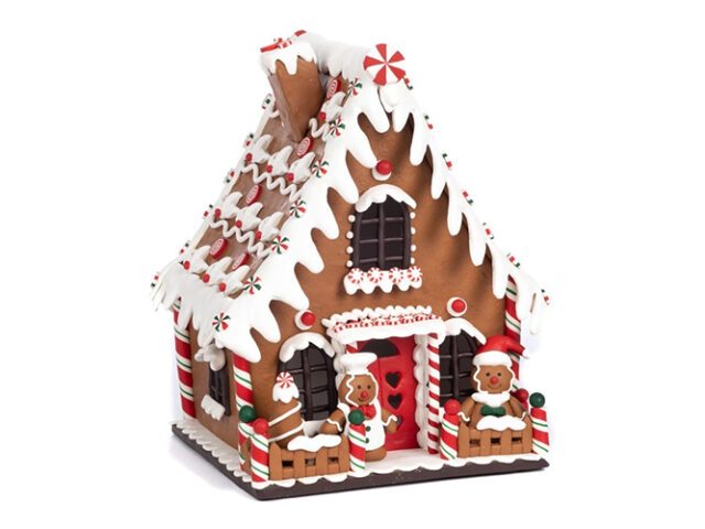 Gingerbread huis 24 cm bruin/rood/wit