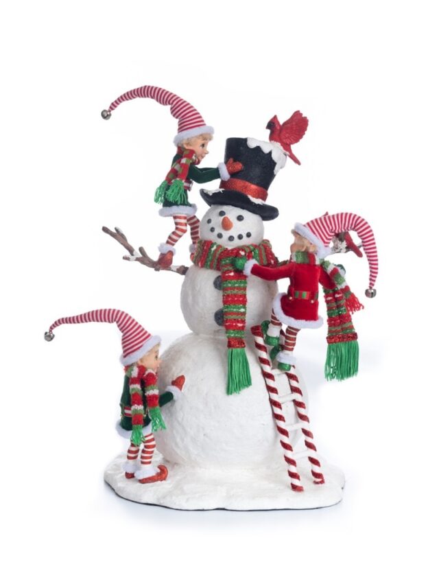 Peppermint Palace Elves with Snowman