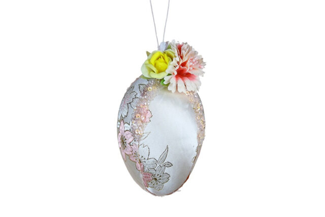Floral Egg lichtblauw/roze 12 cm